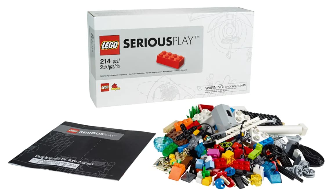 Lego Serious Play box and kit, ready to spark creativity and problem-solving in team workshops.