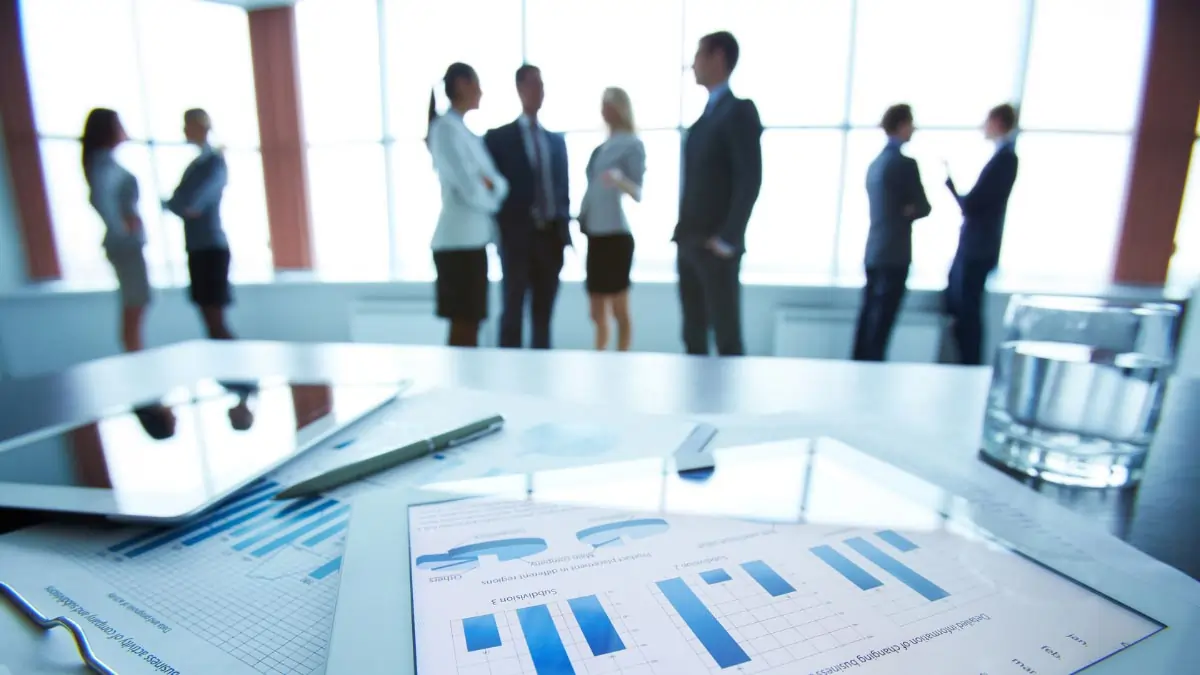 Business people having a conversation in the background