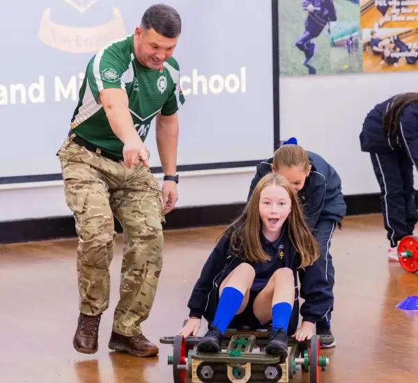 Kids using Military STEM kit - STEM activities for secondary school kids