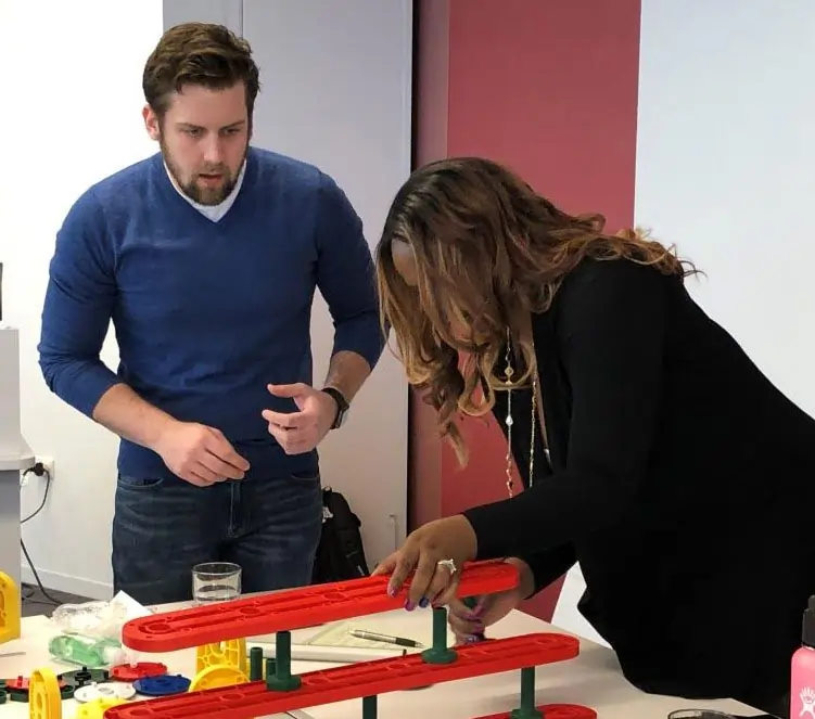 Participants using the MTa Insights Kit at a Masterclass to enhance leadership and communication skills during ILM Level 2 training.